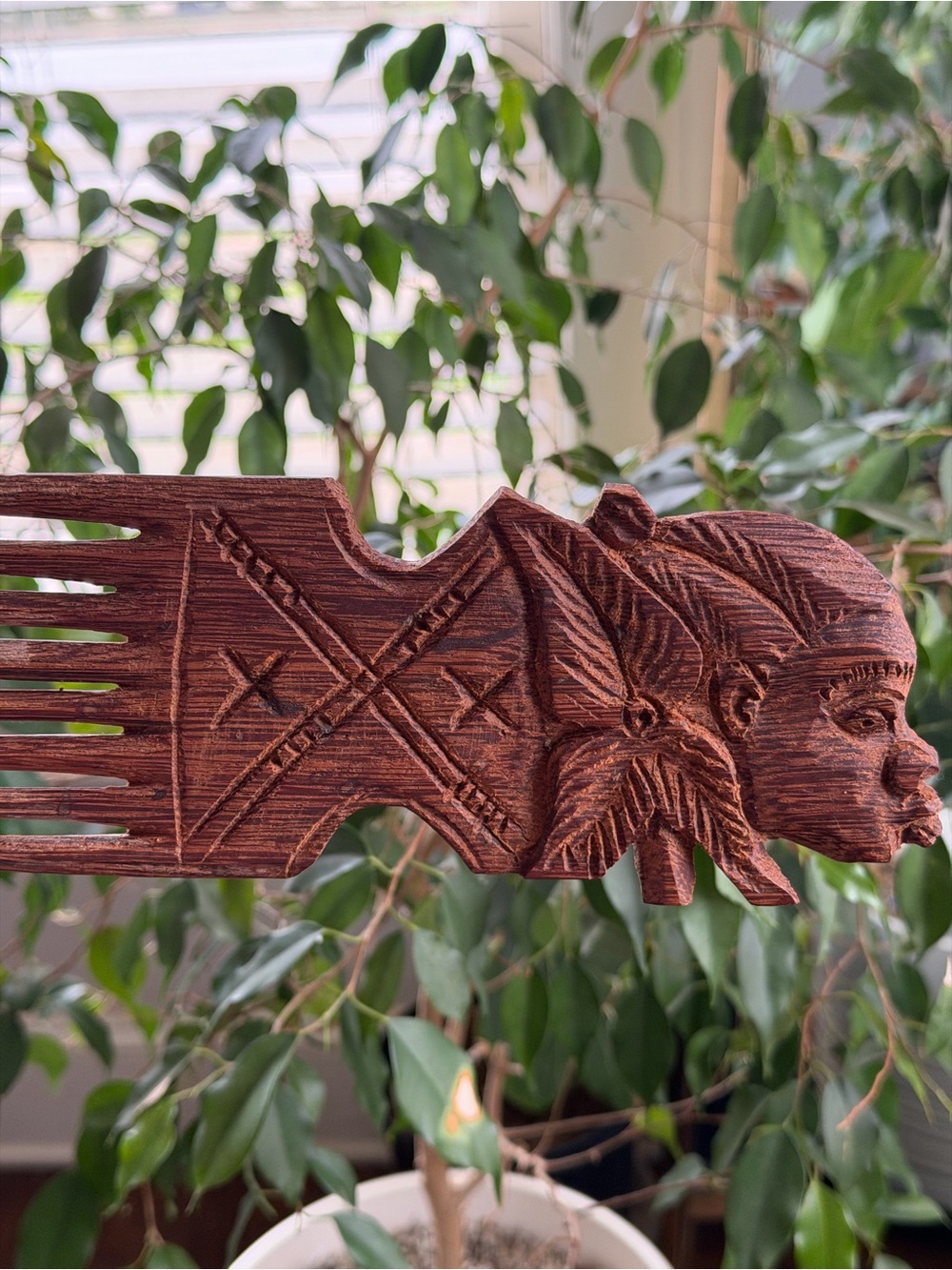 Vintage Hand-Carved Wooden African Hair Comb